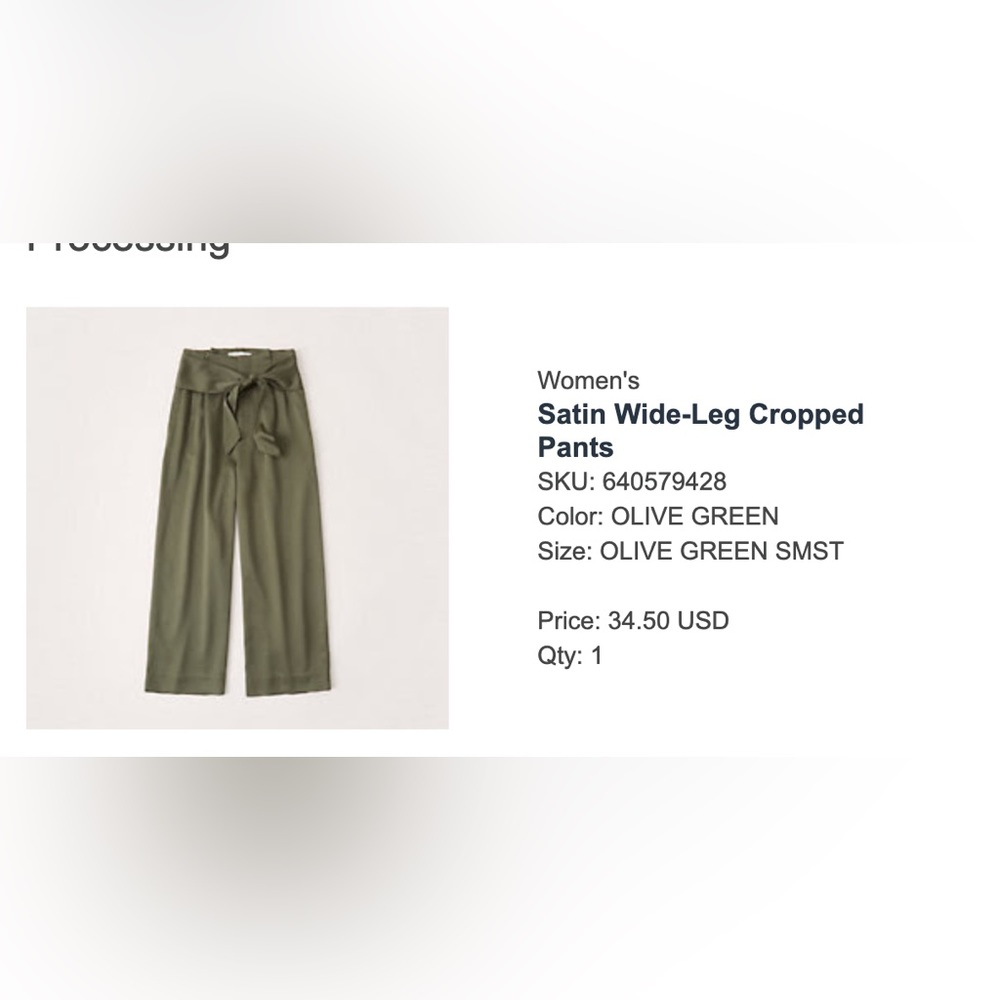 Abercrombie & Fitch Satin Wide-Leg Pants - Olive Green